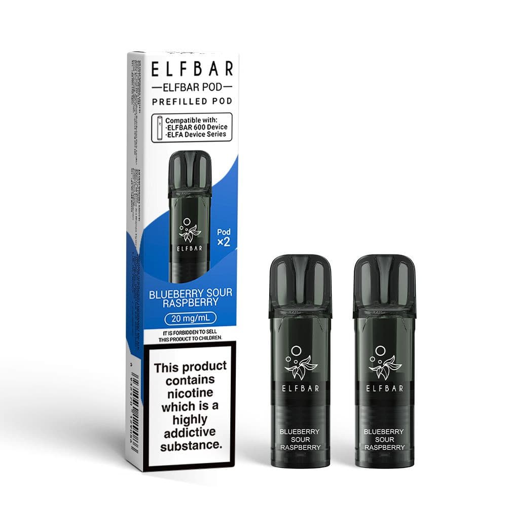  Blue Sour Raspberry Elf Bar 600 Refill Pods Pack of 10