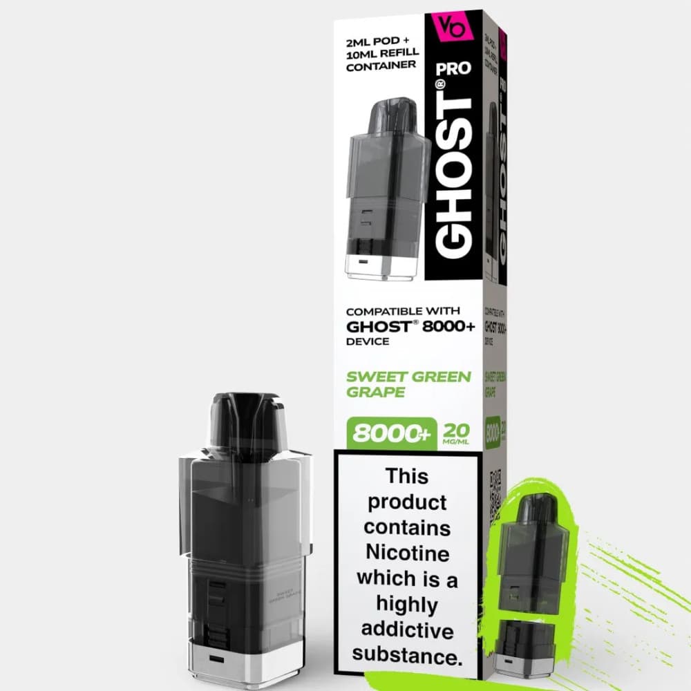 Sweet Green Grape Ghost Pro 8000 Refill Pods Pack of 5