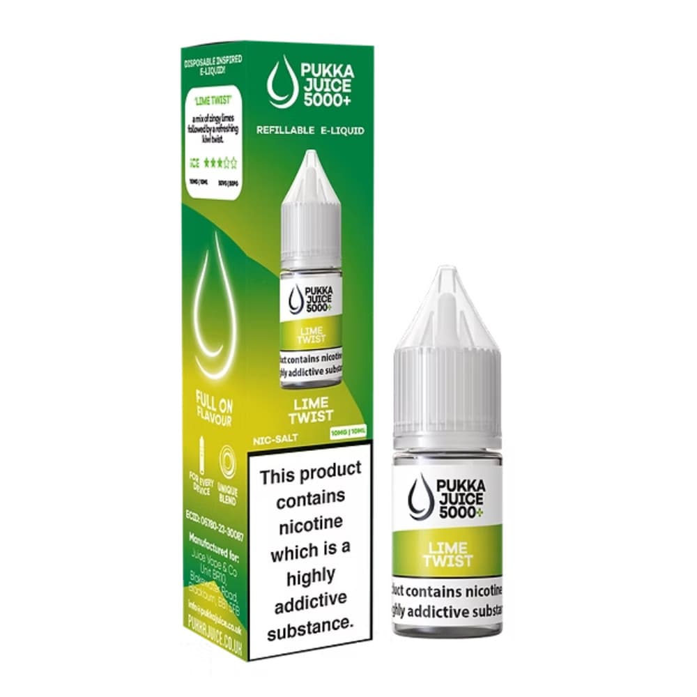  Lemon Twist / 10mg Pukka Juice 5000+ Nic Salts e liquids 10ml Box of 10