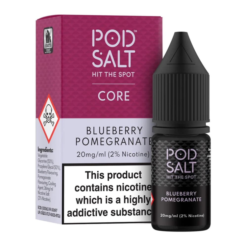  Blueberry Pomegranate / 20mg Pod Salt Core Nic Salts e liquids 10ml Box of 5