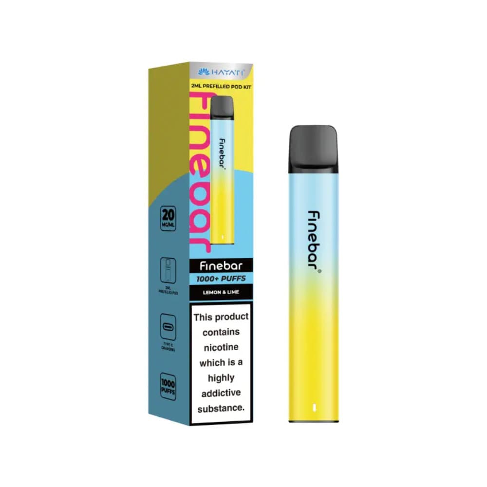  Lemon Lime Hayati Finebar 1000 Vape Kit Box of 10