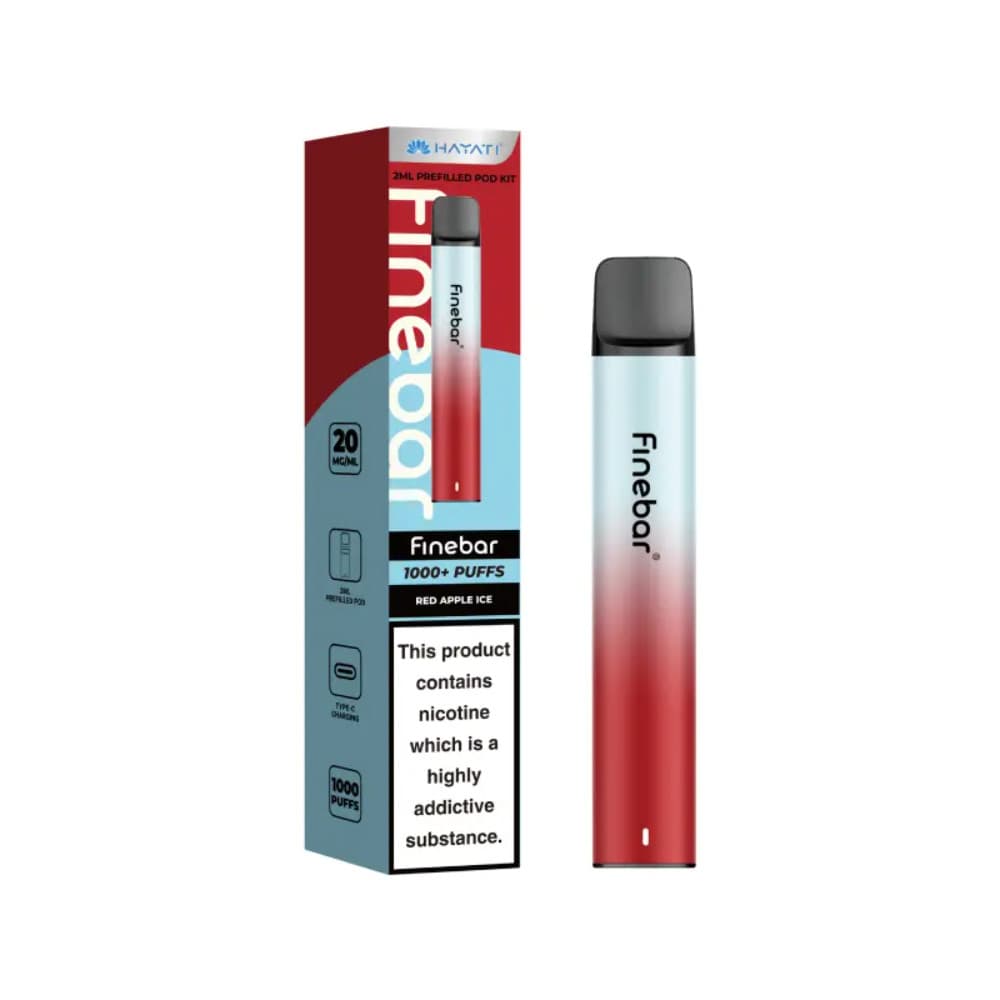  Red Apple Ice Hayati Finebar 1000 Vape Kit Box of 10