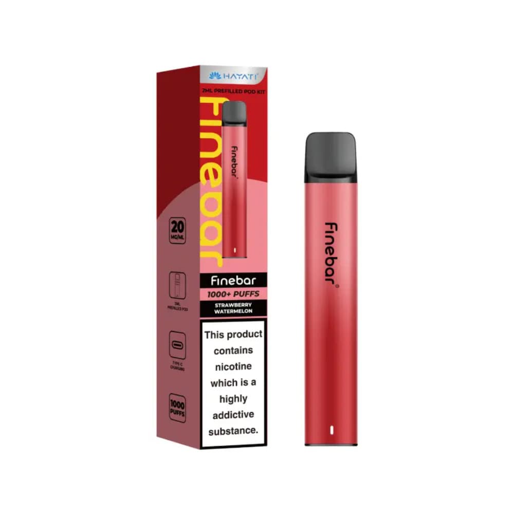  Strawberry Watermelon Hayati Finebar 1000 Vape Kit Box of 10